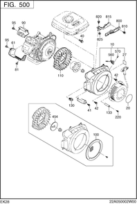 Cooling,starting Group Diagram and Parts List for EK280B00000 EK280 Subaru Engine