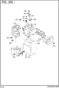 Intake Exhaust Diagram and Parts List for EH100F47020 EH100 Subaru Engine