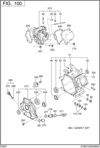 Crank Case Diagram and Parts List for EX270D10240 EX270 Subaru Engine