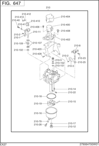 Fuel Lubricant Diagram and Parts List for EX270DS2222 EX270 Subaru Engine