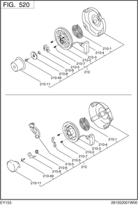 Cooling Starthig Diagram and Parts List for EY153DC0690 EY153 Subaru Engine