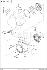 500 Cooling And Starting Diagram and Parts List for EX400DM5030  Subaru Engine