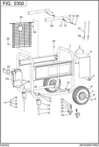 Pipe Frame Diagram and Parts List for RGR50023000 SGX5000 Subaru Generator