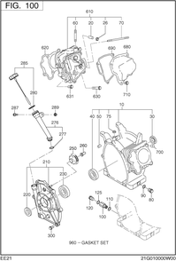 Crank Case Diagram and Parts List for EE210DSM910 EE210 Subaru Engine