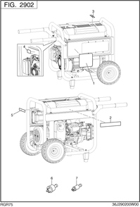 Accessories Label Diagram and Parts List for RGR75052500 SGX7500 Subaru Generator