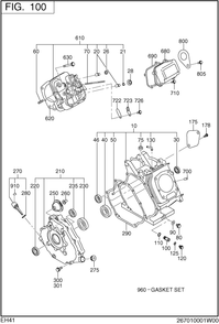 Crankcase Diagram and Parts List for EH410D65543 EH410 Subaru Engine