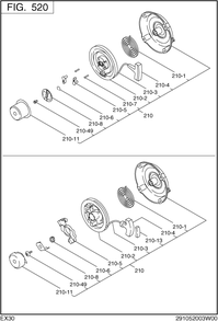 Cooling Starting Diagram and Parts List for EX300DS2070 EX300 Subaru Engine