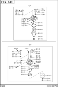 Fuel Lubricant Diagram and Parts List for EY203DC0760 EY203 Subaru Engine
