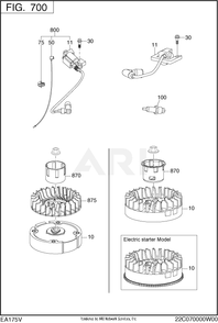 700 Electric Device Diagram and Parts List for EA175V75071  Subaru Engine