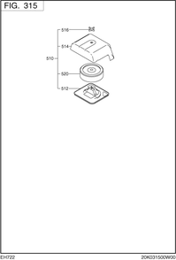 Intake,exhaust Group Diagram and Parts List for EH722DS0100 EH722 Subaru Engine