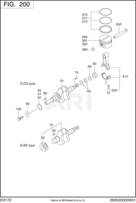 200 Crankshaft Diagram and Parts List for EH172YR0003  Subaru Engine