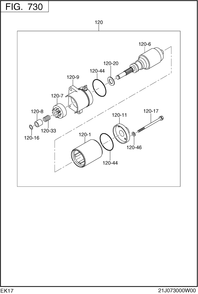 Electric Device Group Diagram and Parts List for EK170BS0010 EK170 Subaru Engine