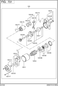 Electric Device Group Diagram and Parts List for EH722DS0100 EH722 Subaru Engine