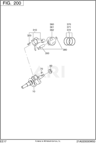 200 Crankshaft Diagram and Parts List for EE170DST010  Subaru Engine