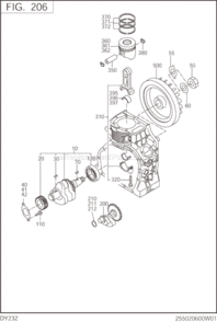 Crankshaft,Piston Diagram and Parts List for DY232BS7000  Subaru Engine