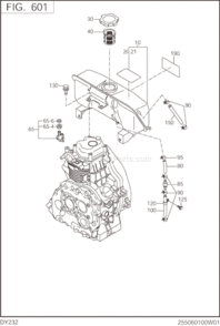 Fuel Lubricant Diagram and Parts List for DY232DD0200  Subaru Engine