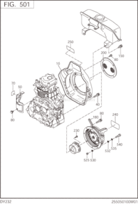 Cooling,Starting Diagram and Parts List for DY232DD103S  Subaru Engine