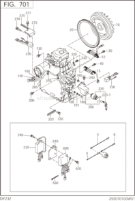 Electric Device Diagram and Parts List for DY232DD1070  Subaru Engine
