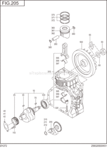 Crankshaft,Piston Diagram and Parts List for DY272BB0020  Subaru Engine