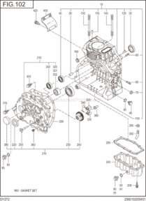 Crank Case Diagram and Parts List for DY272BB0210  Subaru Engine