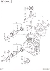 Crankshaft,Piston Diagram and Parts List for DY272DD0210  Subaru Engine