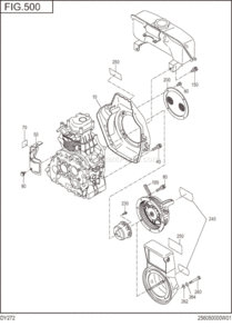 Cooling,Starting Diagram and Parts List for DY272DS0000  Subaru Engine