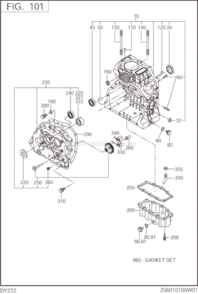 Crank Case Diagram and Parts List for DY272YS211S  Subaru Engine