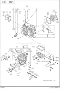 Crank Case Diagram and Parts List for DY410DS1200  Subaru Engine