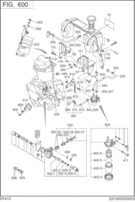 Fuel Lubricant Diagram and Parts List for DY410DS1200  Subaru Engine