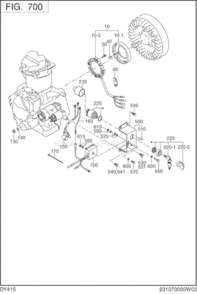 Electric Device Diagram and Parts List for DY410DS1200  Subaru Engine