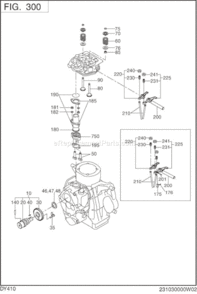 Intake Exhaust Diagram and Parts List for DY410DS1200  Subaru Engine