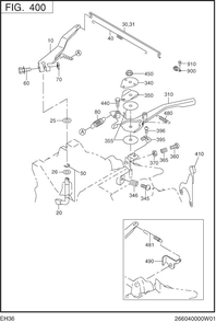 Governor Operation Diagram and Parts List for EH360D61011 EH360 Subaru Engine