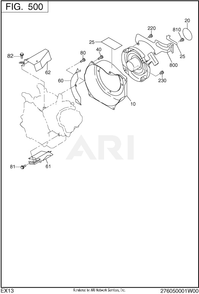 500 Cooling And Starting Diagram and Parts List for EX130D00026  Subaru Engine