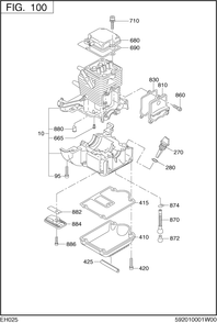 Crankcase Diagram and Parts List for EH025PA1205 EH025 Subaru Engine