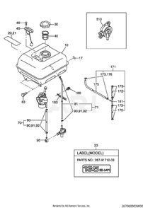 600 Fuel And Lubricant Diagram and Parts List for EH410YD1004  Subaru Engine