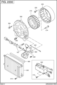 Generator Group Diagram and Parts List for RAS17018011 R1700i Subaru Generator