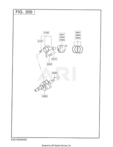 200 Crankshaft Diagram and Parts List for EX210D2042S  Subaru Engine
