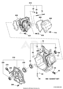 100 Crankcase Diagram and Parts List for RAS43023544  Subaru Generator