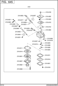 Fuel Lubricant Diagram and Parts List for EH100F47013 EH100 Subaru Engine