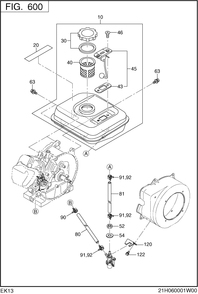 Fuel Lubricant Group Diagram and Parts List for EK130B70030 EK130 Subaru Engine