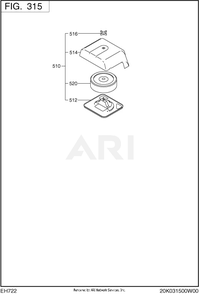 315 Intake And Exhaust Diagram and Parts List for EH722DS5171  Subaru Engine