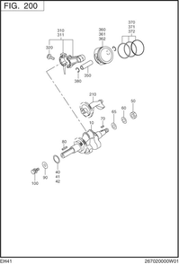 Crankshaft,piston Diagram and Parts List for EH410D65543 EH410 Subaru Engine