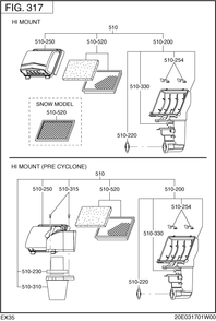 Intake,exhaust Diagram and Parts List for EX350DS0080 EX350 Subaru Engine