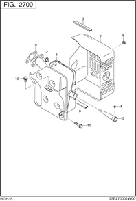 Muffler Diagram and Parts List for RGH35052000 RGH3500 Subaru Generator