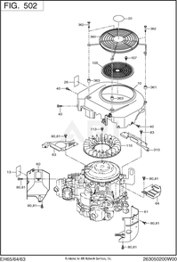 500 Cooling And Starting Diagram and Parts List for EH650VC0130  Subaru Engine