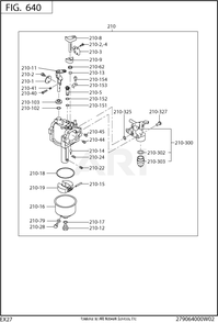640 Carburetor Diagram and Parts List for EX270D50164  Subaru Engine