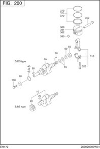 Crankshaft,piston Diagram and Parts List for EH172BS0241 EH172 Subaru Engine