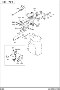 Electric Device Diagram and Parts List for EY280BSC010 EY280 Subaru Engine