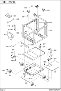 Base,frame Diagram and Parts List for RAS43023610 S4300I Subaru Generator