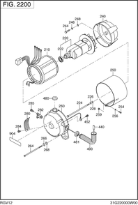 Generator Diagram and Parts List for RGV12K36032 RGV12100 Subaru Generator